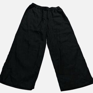 Masai Copenhagen Linen Wide Leg Cropped Pull On Pants Black Lagenlook